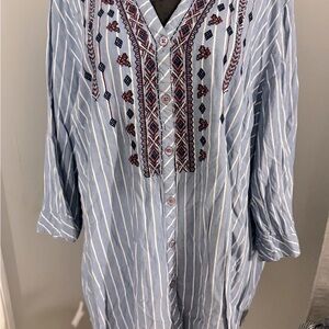 Catherines Blue Striped Button Down Shirt